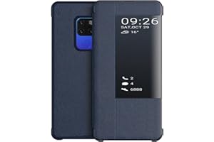 KANSI kompatibel mit Huawei Mate 20 Hülle, Smart View Flip Kunstleder Hülle + Schutzfolie - Navy