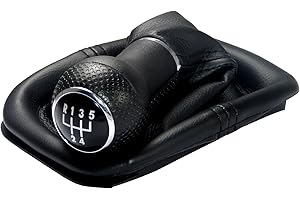 L & P CAR DESIGN L&P A0254 Soufflet Levier de Vitesse Pommeau de Vitesse 12mm compatible avec VW Golf 1 2 3 Polo 3 6N Boite 5 Vitesses Plug & Play Noir