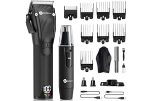Profi Haarschneidemaschine und Nasenhaartrimmer Set für Herren - Slopehill Schnurloser Haarschneider Mit LED -Anzeige, Haartrimmer Nasenhaarschneider Kit für Männer