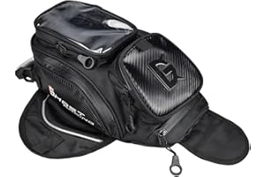 VABOO Bolsa de Tanque de Motocicleta Universal Oxford Saddle Negro - Impermeable Bolsa Magnética para Teléfono de Pantalla táctil de 6,5 Pulgadas Accesorios de Moto Universales