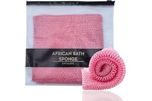 XIANZANDER African Net Sponge Authentic,African Exfoliating Net,African Exfoliating Sponge,Deep Cleaning Scrubber Back Scrubber for Men and Women 75 × 30cm (Pink)