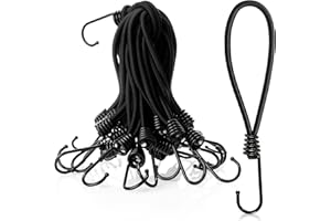 com-four® 25x tendeurs de bâche Premium avec Crochets - tendeurs en Caoutchouc pour bannières, Affiches, tentes, bâches, Pavillons - tendeurs de Tente pour Le Camping (25 pièces - Noir - 17cm)