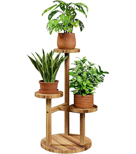 Étagère Support Fleurs Bois Pin – Style Escalier – Balcon, Jardin, Salon – Plusieurs Tailles (Marron)