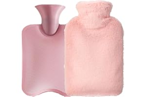 QXNDXQ Borsa Acqua Calda Peluche, Hot Water Bottle, Bottiglia di Acqua Calda, Borsa Acqua Calda con Coperchio Morbid in Peluche 2L, PVC Boule Acqua Calda Crampi e Sollievo Dal Dolore (rosa)