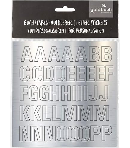 Silberne ABC-Aufkleber Buchstaben & Ziffern – 1 Bogen 135x100 Mm, Metallic-Look, Ideal Zum Basteln & Dekorieren