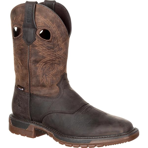 Rocky Men's Original Ride Work Boots - 11" Roper Style, Full Grain Leather, Goodyear Welt