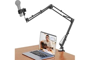 Jubor Table Microphone Arm Stand, Desk Microphone Boom Arm with 3/8" to 5/8" Screw, Adjustable Mic Mount Suspension Holder with Table Mount Clamp, Perfect for TikTok Live-Streaming, Singing