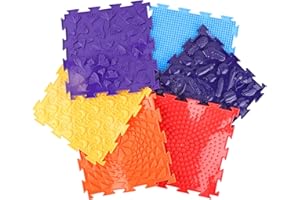 LUTER 6pcs Massage Sensory Mats, Fun Rainbow Set of Sensory Mat Assorted Pattern Sensory Play Mats for Floor Massage Mat for Kids Baby Game Mat