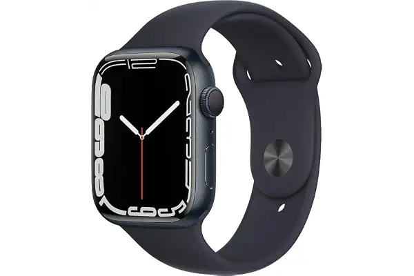 Apple Watch Series 7 (GPS, 45mm) Reloj Inteligente con Caja de Aluminio en Color Medianoche - Correa Deportiva en Color Medianoche - Talla única. Monitor de entreno, Resistencia alagua