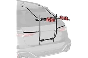 Wiltec Portabicicletas para portón Trasero de Coche 3 plazas Correas de Montaje y Almohadillas de Espuma Carga máx. 45 kg Soporte de Acero Q195 y ABS fácil instalación para Coches con portón Trasero