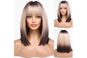 BLONDE UNICORN Wigs for Women Long Layered Wigs with Bangs Straight Women Wigs Synthetic Fiber Wig (ombre wig)