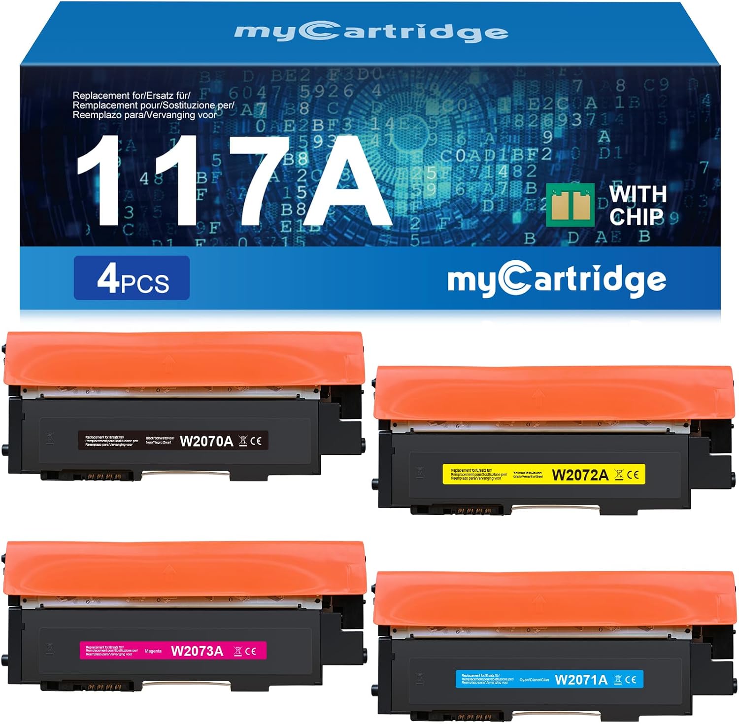 myCartridge 117A Toner (con Chip) Sostituzione di Tóner HP 117A Compatible de HP Color Laser MFP-178NW MFP-179FNW 150NW 150A (Negro/Amarillo/Cian/Magenta)