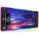 GIM Tappetino per mouse PC RGB a LED da gaming, XXL, 800 x 300 x 4 cm, con motivo a stelle, anime, per scrivania