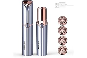 ‎GURELAX Facial Hair Remover for Chin, Upper Lip, Peach Fluff Including, 4 x Replacement Heads Epilator Women's Face (Blue (4 x Replacement Heads Included))