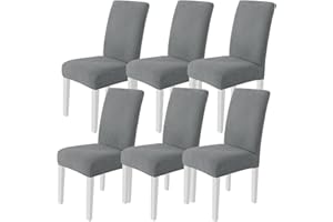 Ystyle Housse De Chaise 6 Pièces, Housse Chaise Salle À Manger Élastique, Lavable Protection Chaise, Moderne Couverture De Chaise pour Décor Salle À Manger, Hôtel Et Mariage, Gris Clair
