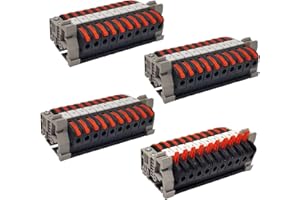 SYULCR 20 Stück reihenklemmen hutschiene, 0,08-4 mm² PCT-211 klemmblock durchgangs verbinder mit Markierungsstreifen und Schiene, kabel klemmen verbinder, für Feste Kabel (4 Modell: PCT-211)