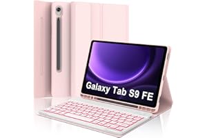 IVEOPPE Funda Teclado Samsung Galaxy Tab S9 FE 10.9"/S10 FE 10.9"/S9 11", Teclado España Ñ Retroiluminación Bluetooth Inalambrico Desmontable para Samsung Galaxy Tab S10 FE/S9 FE 10.9"/S9 11", Rosa