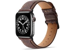 Tasikar Bands Compatible with Apple Watch Strap 42mm(Series 10) 41mm 40mm 38mm Women men Genuine Leather Replacement Bracelet Strap Compatible with iWatch SE Series 10 9 8 7 6 5 4 3 2 1, Dark Brown