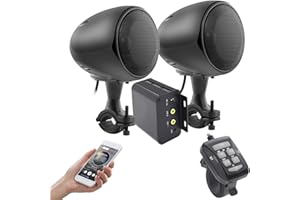 iMESTOU Amplificatore per Moto con AUX, MP3, Radio FM, 4 Pollici Full Range Impermeabile Bluetooth Altoparlanti Stereo Adatto per Manubrio Moto ATV UTV RZR