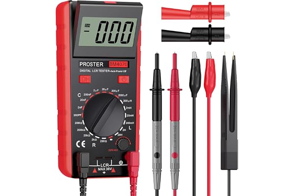 Proster Capacimètre pour Condensateur avec Grand Écran Réversible Mètre de Capacité Numérique Testeur de Numérique Condensateur LCD Testeur de Capacitance Inductance Résistance Affichage Max 1999
