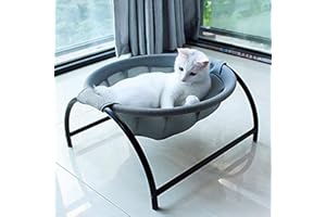 JUNSPOW Grand Panier Hamac pour Chat - 2022 Nouvelle Version Lits Carré Chats, Coussin Chat Lavable, Couchage et Meubles pour Chats, Canapé Radiateur de Fenêtre pour Chat (Gris)