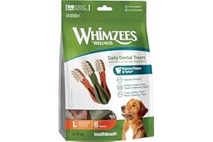 WHIMZEES Toothbrush L, Stix da Masticare Per l'igiene Dentale per Cani di Grande Taglia (18-27kg), Ingredienti Naturali, Senza Cereali, 6 Pezzi, Taglia L