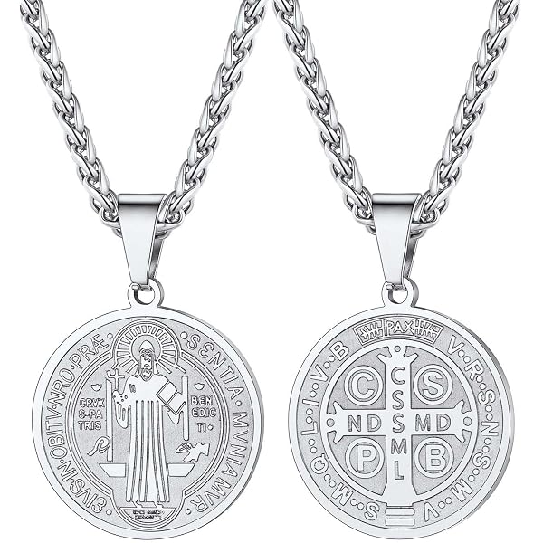 5 Médailles Saint Benoît Plaquées Argent - 21 Mm, L'une Des Plus Anciennes Médailles De Protection Chrétienne - 3