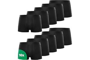 Kemes Lot de 10 boxers pour homme en coton noir - Sous-vêtements respirants pour homme