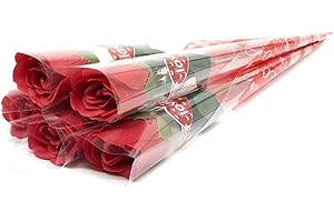Gizelle Artificial Flower Single Rose Scented Stem Flowers for valentine Wedding Home (Red)