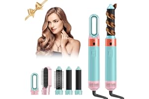 BWALIFFURY Cepillo Secador de Pelo 5 en 1,Hair- Styler- Wrap 1000W,Cepillo de Aire Caliente Set, Elimina El Frizz, 3 Temperaturas, cepillo electrico Pelo, cepillo Alisador, Rizador, Voluminizador (Azul)