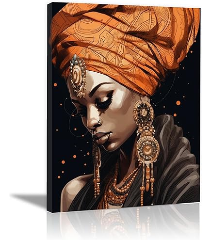 Tableau Toile 'Fille Noire Au Maquillage Doré' - 80x120 Cm - Impression Haute Définition, Couleurs Résistantes - Décoration Murale Moderne