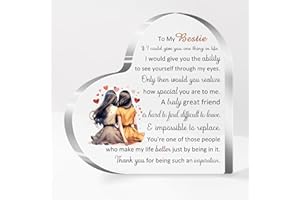 FCZIVA Bestie Acrylic Plaque Heart Ornaments for Her Woman Birthday Gifts Best Friend Desk Signs Friendship Appreciation Christmas Graduation Farewell Keepsakes Thank You for Being Such An Inspiration