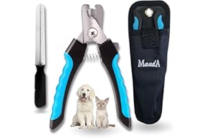 MandA® Tagliaunghie per cani con custodia. Tagliaunghie per cani medi e piccoli, gatti ecc. + lima + custodia. Lame affilate in acciaio inox. e chiusura di sicurezza. Forbici Taglia unghie.