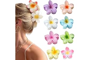 FOLAI Blumen Haarklammer,8 Stück Haarspange Blume,Große Flower Hair Clip hawaiianische Blumen Klauenklammern für Frauen Dick Dünn Haar Haarstyling Zubehör(8 Farben)