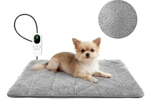 Mora Pets Heizdecke Katze Wärmedecke für Katze Hund Heizmatte 56 x 40.5 cm, 9-Fach heizbar (30-60°C) mit 5 Timer-Modi, Heizkissen für Haustiere, kaufsicherem Kabel, waschbar, Überhitzungsschutz