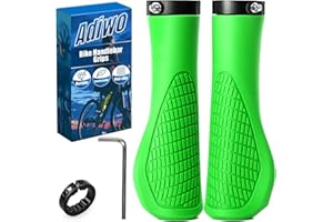 Adiwo 1 Paio Manopole per Mountain Bike, Impugnature per Manubrio Bici Ergonomiche, Manopole Bici con Chiusura in Alluminio Antiscivolo, Diametro Interno 22 mm, Lunghezza 133 mm(Verde Fruttato)