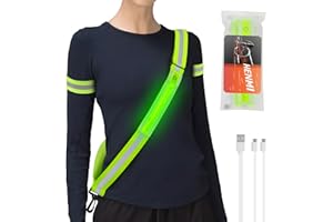 ‎HENMI HENMI Lauflicht Joggen mit Reflektoren Gürtel,LED Wiederaufladbare USB Verstellbarer Lauflampe für Radfahren Wandern Joggen Laufen Running Outdoor Sports