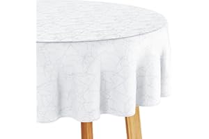 Filumi - Tovaglia ovale, 140 x 240 cm, bianca, lavabile, per interni ed esterni, motivo marmorizzato Manil