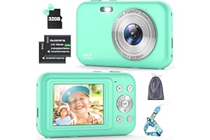 FLYFROST Fotocamera Digitale Compatta con scheda da 32GB, 1080P 44MP Macchina Fotografica Digitale con Zoom Digitale 16X Flash e 2 Batterie, Ricaricabile Fotocamera per Bambini, Adulti, Principianti (Verde)