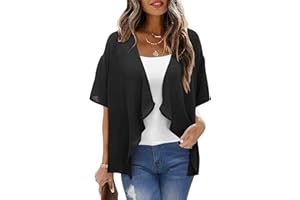 STYLEWORD Boléro Femme Mousseline Été Cardigan léger Manches Courtes Open Front Cover Up