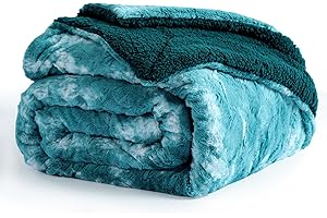 Aisbo Plaid Coperta Pile Singolo - Coperta Calda Invernale per Divano e Letto Singola 130x150 cm Pelosa Pile di Pelliccia Sintetica Morbida Verde Acqua, Sherpa Blanket for Sofa and Couch