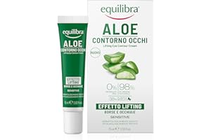 equilibra Viso, Aloe Contorno Occhi Effetto Lifting, Riduce Borse e Occhiaie, con Acido Ialuronico ai 3 Pesi Molecolari, Attivo Vegetale da Alga Bruna, Caffeina, Vitamina E, Aloe Vera, 15 ml