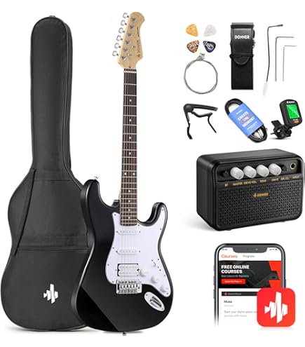 Chitarra Elettrica Vision Set Completo - Amplificatore 20W, Borsa, Accessori, Colore Nero - Foto 10