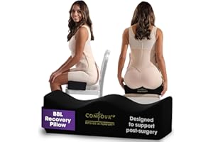 ContourMD BBL Pillow After Surgery for Butt – Brazilian Butt Lift BBL Recovery Pillow – Portable, Lightweight Foam Butt Shaped Pillow - BBL Post Surgery Supplies - Rectangle (Black)