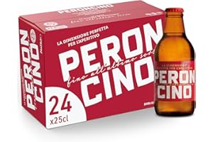 PERONI Peroncino Cassa con 24 Birre in Bottiglia da 25 cl, 6 L, Birra Lager con Malto 100% Italiano dal Gusto Moderatamente Amaro, Gradazione Alcolica 4.7% Vol
