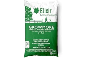 Elixir Gardens Growmore 7-7-7 Special Blend All Round General Purpose Fertiliser | 25kg | Treats 500 sq.m