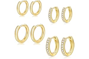BMMYE Silver/Gold Huggie Hoop Earrings Set, Mini Cartilage Earrings Hypoallergenic Small Huggy Hoop for Women Mens 6mm 8mm 10mm 12mm
