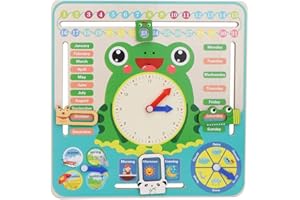 ZERODIS Reloj de Calendario de Madera, Tablero de Calendario para niños Todo sobre mi Primer Reloj Juguete cognitivo para niños pequeños
