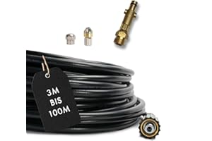 M&M Smartek - Rohrreinigungsschlauch für/kompatibel zu Nilfisk GERNI Hochdruckreiniger Anschluss AG M22 x 1,5 IG für Bajonett Adapter & 2x rotierende Düsen 4-teilig (15 Meter)