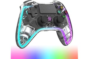 Shiptree Mando para PS4, Mando Inalámbrico Compatible para P4/Pro/Slim/PC con Turbobotón/Botón Trasero, LED RGB Controlador con Doble Vibración/Sensor De Giroscopio De 6 Ejes/Panel Táctil